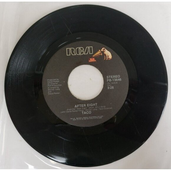 Record 45 RPM Vinyl  Taco- Cheek To Cheek/ After Eight - Picture 2 of 4